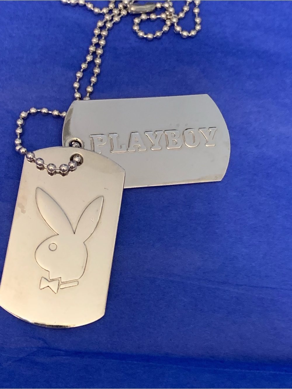 Playboy Silver Dog Tag Necklace - Silver Color